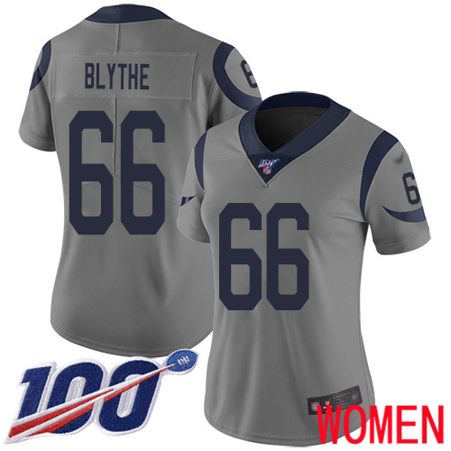 Los Angeles Rams Limited Gray Women Austin Blythe Jersey NFL Football #66 100th Season Inverted Legend->youth nfl jersey->Youth Jersey